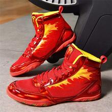 男士摔跤鞋、高帮搏击拳击鞋、训练鞋、跆拳道靴、健身武术鞋、高品质男士专业运动鞋、舒适防滑耐用透气踝部支撑纹理鞋底 - 紅色 - 查看 18