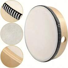 1 个天然木制手鼓，打击乐教育玩具乐器，配有 1 个木槌，适合家庭、学校、派对使用