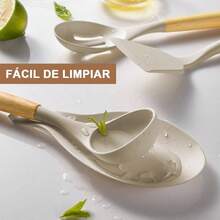 13PCS Juego de Utensilios de Cocina de Silicona, Utensilios de Cocina, Antiadherentes, Resistentes al Calor, aptos para Cocinar y Hornear, con Esptula/Cuchara/Batidor/Cuchara Medidora Caqui - Caquí - Ver 6