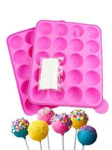 1pc 20-Cavity Silicone Lollipop Mold, Suitable For Making Cake Pops, Chocolates, Candies, Non-Stick, Oven/Dishwasher/Fridge , Baking Accessory, Kitchen Essential - Multicolor - View 5