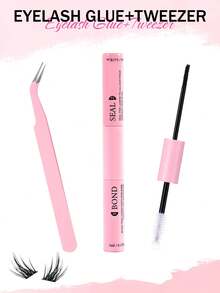 10ml Eyelash Glue And Sealant, Quick Drying Eyelash Adhesive, Super Strong Eyelash Glue And Tweezer Set, Suitable For Eyelash Extension, Eyelash Glue, Eyelash Bonding And Sealing - Pink - View 10