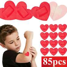 15/25/35/45/65/85pcs Red Heart-Shaped Bandages, Wound Protection | Wound Dressing | Flexible Adhesive Cute Bandages, Suitable For Abrasions, Skin Surface Injuries, Prevent Wound Infection, Romantic Valentine's Day Gift