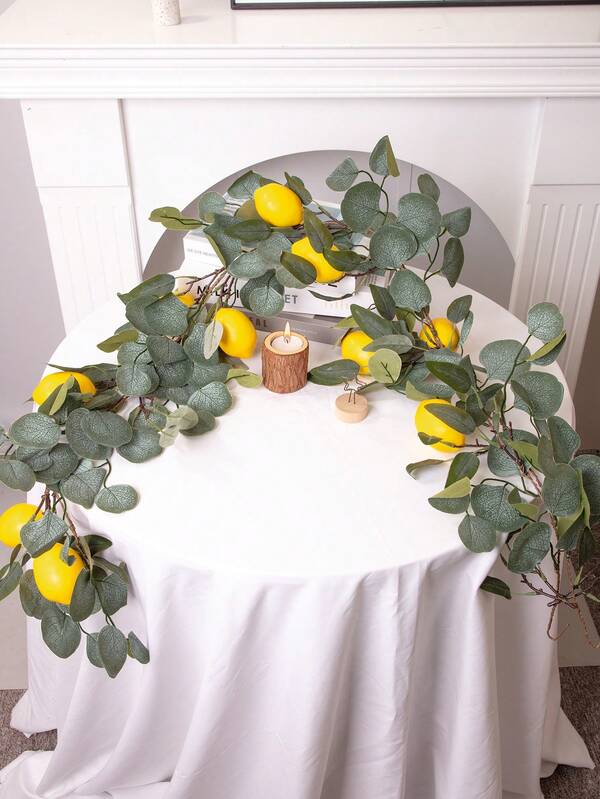 1/3PCS Artificial Flower Rattan, Artificial Garland, Eucalyptus Lemon Rattan, Artificial Garland For Party Decoration, Green, 150 Cm/60 Inches, Polyester Fibre Material, PE Material, Wedding Season, Favours, Wedding Bridal Bouquet, Autumn Decoration