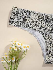4pcs Leopard Print Women's Seamless Thong Panties, Proof With Patented Insert