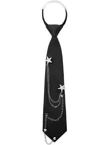 Unisex Pre-Tied Adjustable Punk Metal Chain Necktie, Suitable For Uniform, School, Shirt Accessories, Christmas, Thanksgiving Gift, Gift For Men And Women - Multicolor - View 12