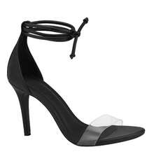 Women's Vinyl Sandals, Thin High Heel, Strappy Lace-Up Gladiator Sandals - 黑色 - 查看 2