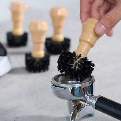 فرشاة تنظيف، فرشاة تنظيف لمكبس قهوة إسبرسو بارستا، أداة تنظيف، مع مقبض خشبي قطعة واحدة