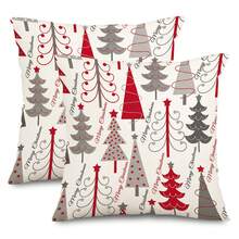 2 buc. față de pernă de Crăciun, față de pernă geometrică colorată roșie și gri cu model de brad de Crăciun, față de pernă decorativă de Crăciun, față de pernă decorativă de iarnă cu model rustic, potrivită pentru canapeaua extensibilă de acasă. (40,6 cm * 40,6 cm, 45,7 cm * 45,7 cm, 50,8 cm * 50,8 cm)