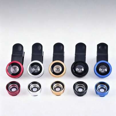 3-In-1 Universal Clip-On Phone Lens Set- Wide Angle, Macro, Fisheye Lenses For Phones- High-End Phone Accessories For Enhanced Photography Experience(There Are Two Lenses In Total.)