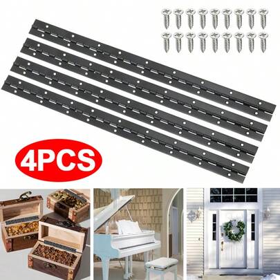 4pcs Stainless Steel Piano Hinge With Screws18 Inch Continuous Boat Hinge Black