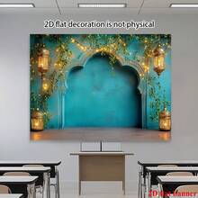 2D Flat Banner Moroccan Night Polyester Background Banner With Bright Blue And Green Photography Background, Featuring Hanging Lanterns And Ivy Leaves - 1 - View 4