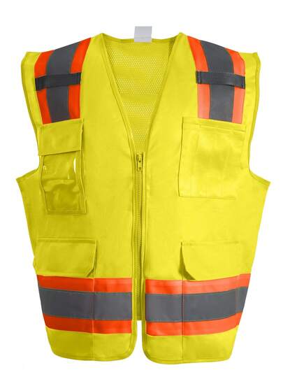 Men's High Visibility Vest With Reflective Stripes & Multiple Pockets