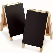2 Mini Black Wood Base Chalk Drawing Stands - Suitable For Desktop Decoration, Restaurant Menu Display, Small Business, Weddings, Banquets And Coffee Shop Message Boards
