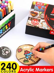 240/192/120/84/72/60/48/36/24/12 Farben Acrylstifte, Markerset, langanhaltend, lichtbeständig, perfekt für Künstlermalerei, Illustrationen, handgefertigte Kunst, Schule Schulanfang für Malbücher und andere DIY-Projekte, geeignet für Papier, Stoff, Holz, Steine, Plastik, Glas, Keramik, Kürbisse usw., Acrylfarb-Markerstifte für Studenten und Erwachsene, Geschenke zu Thanksgiving, Halloween, Weihnachten