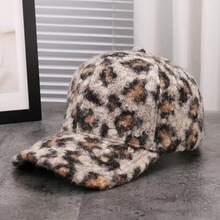 1 pezzo Berretto da baseball unisex in finta pelliccia con stampa leopardata, adatto per uso quotidiano, all'aperto, per strada, per feste