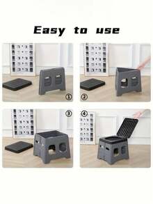 Portable Folding Camping Toilet - Heavy-Duty Collapsible Close Stool With Lid & Built-In Waste Compartment, Odor-Resistant Durable Pp/Abs Construction, Compact Fold-Flat Design With Carry Handle; Comfortable High Seat, Easy-Clean & Bag-Compatible, Multi-Function As Stool/Trash/Vomit Bucket