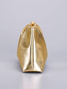 New Gold Pleated Cloud Clutch Bag, Niche Design, Multifunctional Evening Bag, Chain Shoulder Crossbody Bag, Minimalist Solid Color Wallet, Suitable For Party, Evening, Wedding, Date, Shopping And Other Occasions. - Gold - View 6
