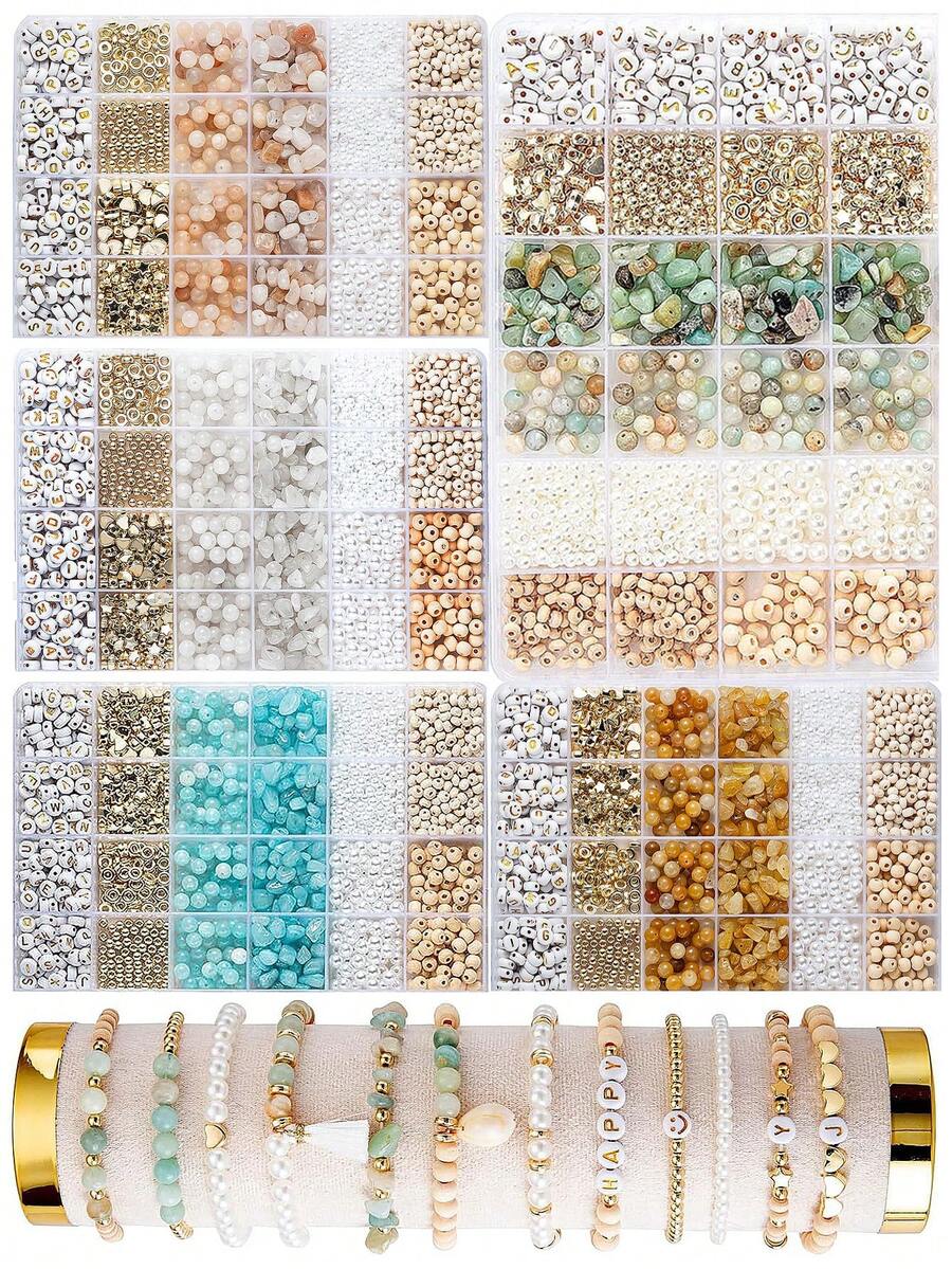 Natural Stone Beads Kit, Multicolor Asymmetrical Natural Stone Beads Kit For Jewelry Making, DIY Craft Bracelet Necklace Earrings, Friendship Gifts Decorate Accessories