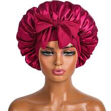 Women's Bonnet: Solid Color Adjustable Tie Style, Fashionable Silky Satin Cap For Casual Hair Protection And Non-Slip Sleep Wear