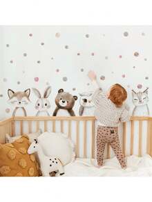 BRUP 2/6 张波西米亚风动物生长图表墙贴，长颈鹿大象狮子熊兔子带身高测量贴花，育儿室墙壁艺术，可移除自粘婴儿房装饰，万圣节圣诞节礼物 - 彩色 - 查看 8