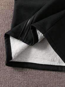 1 件男童休闲户外舒适黑色保暖内衬夹克，秋冬 - 黑色 - 查看 6