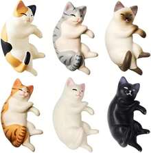 EstiloImanes de refrigerador para gatos, 6 imanes de nevera para gatos mentirosos lindos, mini imán decorativo Kawaii para el hogar y la cocina con imanes magnéticos fuertes, divertidos y novedosos para elVersión mejorada - 1 - Ver 2