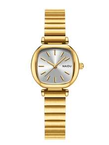 1pc Women Stainless Steel Strap Vintage Quartz Watch, Versatile For Everyday Wear - Gold - View 11