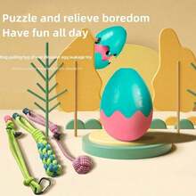 1 Peça Brinquedo para Cachorro para Triturar e Limpar os Dentes, Autossuficiente, Resistente à Mordida para Garantir a Limpeza dos Dentes, Bola de Forrageamento, Brinquedo Interativo de Cabo de Guerra, Bola Voadora, Combinação de Brinquedo de Corda de Algodão, Alimentação Antimorso e Resistente ao Desgaste, Suprimentos de Brinquedos para Animais de Estimação