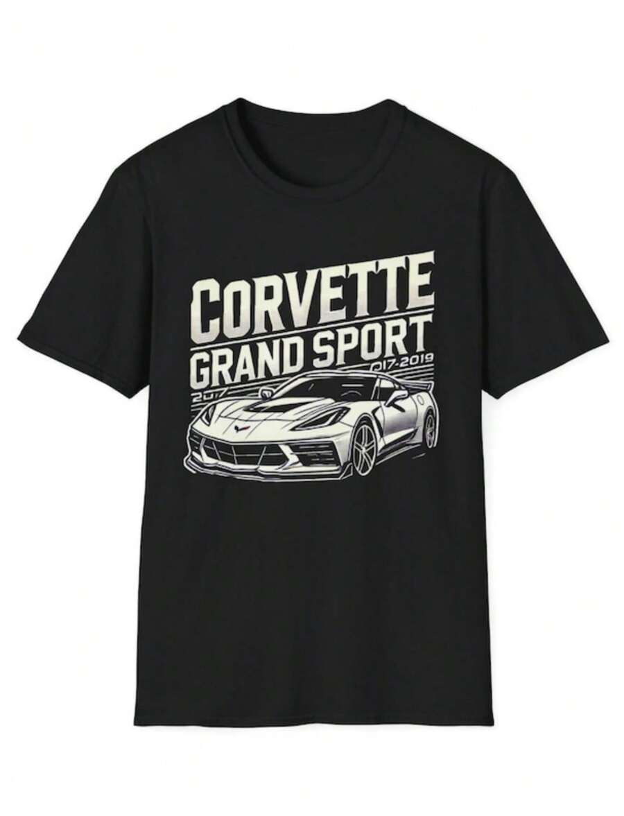 Corvette Grand Sport Unisex T-Shirt, Car Enthusiast Tee, Gift For Him, Automotive Apparel, Birthday Gift, Father's Day - 黑色 - 查看 1