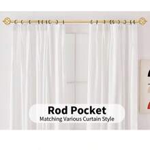 Barra de cortina extra larga, barra de cortina fina de metal para sala de estar, dormitorio, ventanas, 1 paquete de barras de cortina ajustables individuales de 3/4 de pulgada de diámetro con remates en espiral - Dorado - Ver 6