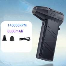 Mini Turbo Jet Fan, Air Blower 130000RPM Turbo Fan, 3 Gear Adjustable Electric Air Duster, Wind Speed 52m/S Brushless Motor Handheld Duct, Car High-Performance Cyclone Turbo, Air Cushion Inflation, Blow Dry Pets, Barbecue Hair Dryer Tools - 黑色 - 查看 9