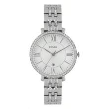 Fossil Jacqueline Kristalle elegante Quarz-Damenuhr ES3545 mit lesbaren römischen Ziffern, silbernes Edelstahlgehäuse, rund, geeignet für täglichen Geschäfts-, Dinner- und Datetragegebrauch, perfektes Geschenk für Mutter, Freundin, Geliebte