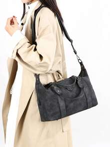 Nouveau sac  PU pour femmes, style rétro, sac à main. Sac à bandoulière mode avec sangle amovible. Porte-monnaie pour le travail et les voyages des femmes. Gris, noir, vert