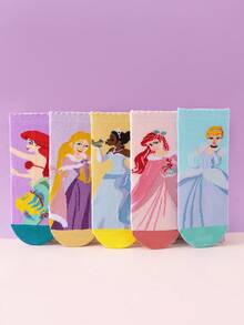 Disney 10/5 双公主可爱女童袜，艾莎、美人鱼图案，中筒袜，韩版卡通，男童冬季款，透气婴儿/学生短袜