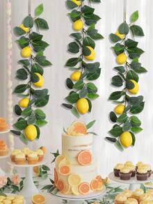 1/3 piezas Decoración navideña artificial Planta de vid de limón con hojas verdes, material de fibra de poliéster, 63 cm/24.8 pulgadas, planta artificial, flor artificial, decoración de habitación, decoración de mesa, decoración de jardín, suministros de decoración de habitación, decoración de restaurante, decoración de cuatro estaciones, decoración de temporada de bodas, decoración de temporada de graduación, decoración del hogar.