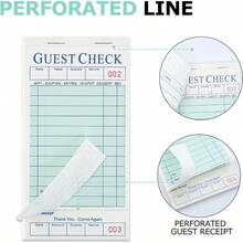 6 Pack Server Books Server Note Pads Guest Check Books For Servers Waitress Notepads For Restaurants 300 Orders Total - 淺綠色12線 - 查看 4