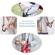 Paraguas Invertido Paraguas de Doble Capa Lluvia Sombrilla Protección UV con Doble Refuerzo Resistente a Vientos y Lluvias Fuertes con Mango Ergonómico Tipo C para Hombre y Mujer - Negro - Ver 7