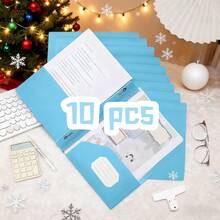 10 Peças/Pacote Pasta Tipo D Americana de PP para Escritório, Clipe em Forma de Girino, Bolsa de Documento de Bolso Duplo