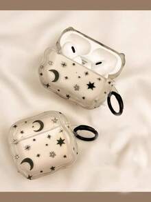 透明米色星月印花蓝牙耳机盒 - 無色 - 查看 1