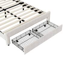 Letto imbottito per bambini 140x200 cm, letto matrimoniale per ragazze con 2 cassetti, struttura del letto con testiera regolabile in altezza a LED e rete a doghe, letto per ragazzi 140x200 in legno massello e velluto