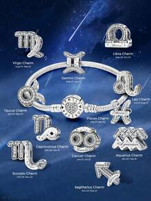 S925 纯银 12 星座吊坠 饰品 吊坠球 适合手链 DIY 女士珠宝