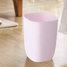 Cubo de basura pequeo para bao, dormitorio, cocina, cesta de basura de plstico para oficina, L, color blanco mate - Rosa - Ver 5