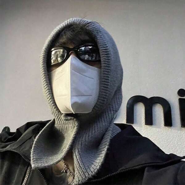 Fake Collar Shawl Hat For Autumn And Winter, Warm Knitted Hat For Men And Women, Couple Scarf Integrated With Ear Coverage.