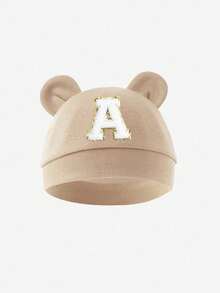 1pc Baby Letter Print Cotton Beanie Hat, Newborn Hospital Cap, Suitable For Baby Boys And Girls Daily Warmth And Protection