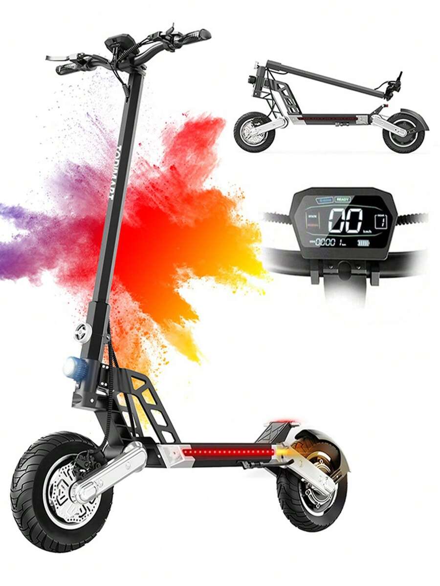 G2 Electric Scooter For Adults, Rated Power 500W, Maximum Peak Power 800W, Maximum Range 45km, 10" Tubeless All Terrain Tires, Adjustable Handlebar Height - 黑色 - 查看 1