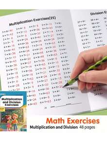 48-Page Multiplication And Division Workbook - Durable Paper Arithmetic Workbook With Handwriting Exercises, Great For School Supplies, Math Learning Tools, And Christmas Gifts, Multiplication Practice