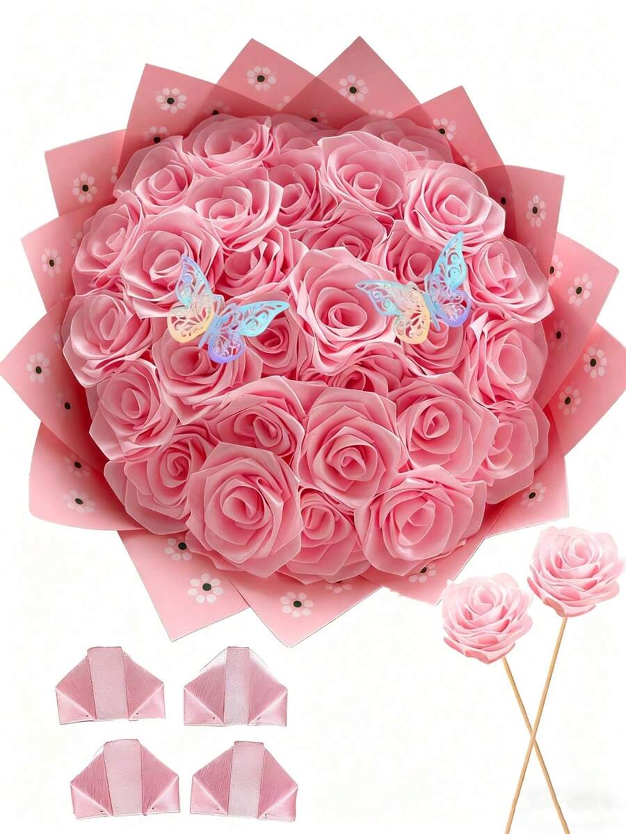 MEHELANY Bộ 255 cánh hoa hồng satin làm sẵn, cánh hoa nhân tạo mini bán thành phẩm tự làm để cắm hoa hồng khô (cần lắp ráp), thích hợp cho đám cưới, kỷ niệm, sinh nhật, Ngày Valentine, Ngày của Mẹ, Giáng sinh và các dịp khác.