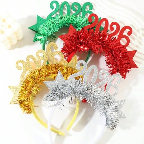 1 Stück 2026 Sterne Haarband, Neujahrsfoto-Requisite, Weihnachts- und Neujahrsfestdekoration, Schönheit, Haarband Haarreifen