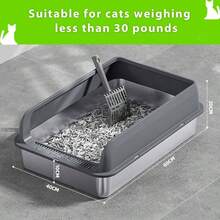 60 * 40 * 20cm Arenero para Gato de Acero Inoxidable, arenero para Gato, Diseo De Entrada Superior, con Pala - Gris - Ver 7