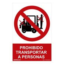 PANNEAU INTERDIT NORMALUZ INTERDIT DE TRANSPORTER DES PERSONNES (PVC 0,7 MM) 30X40 CM - Rouge - Voir 2